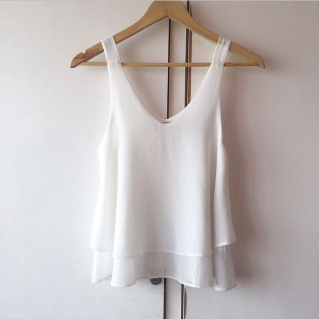 white chiffon sleeveless top