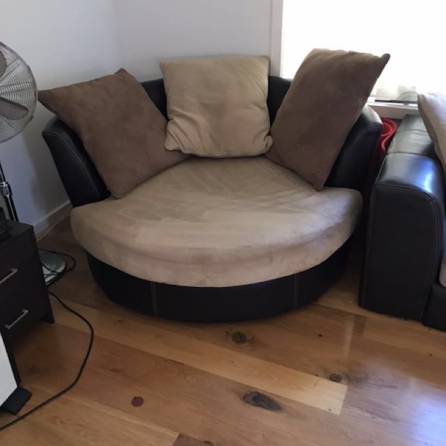 Harvey Norman Brown Beige York Leather Lounge Suite Home