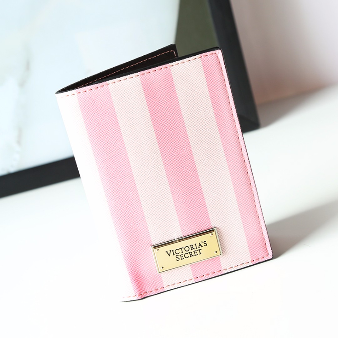 Instock VS VICTORIA'S SECRET Metal Logo Plate (Stripe) Pink Passport Holder Cover / Case / Folder PO111500162 + Post!, Women's Fashion, Watches & Accessories, Other Accessories on Carousell
