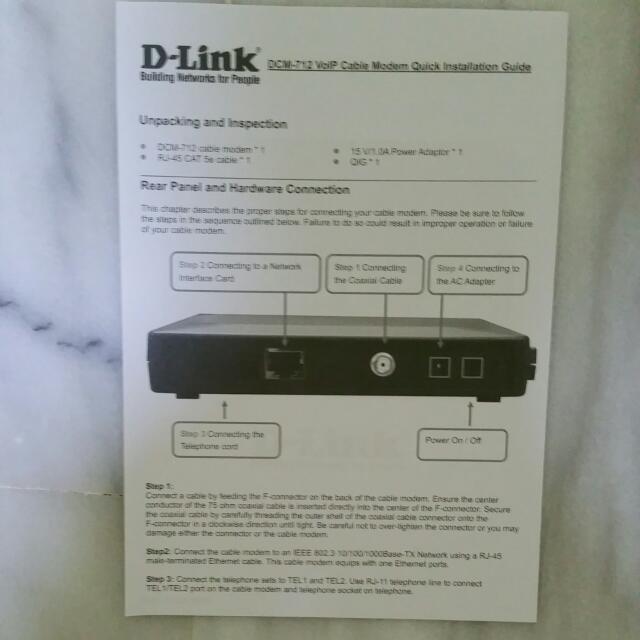 Modem (Category: Networking) located in Singapore. Submitted by msim007 (Listing ID 137002181, Image 3). Description: Brand new modem D-Link DCM 712 Voip..