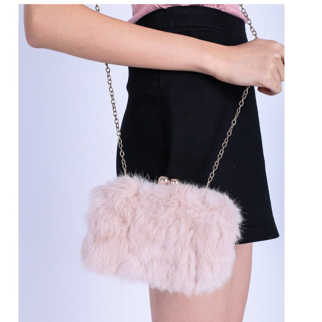 fluffy clutch bag