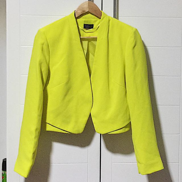 Topshop Neon Yellow Blazer Women s Fashion Tops Others Tops on Carousell