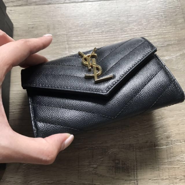 Saint Laurent YSL Monogram Large Bill Pouch in Grained Leather | Neiman  Marcus