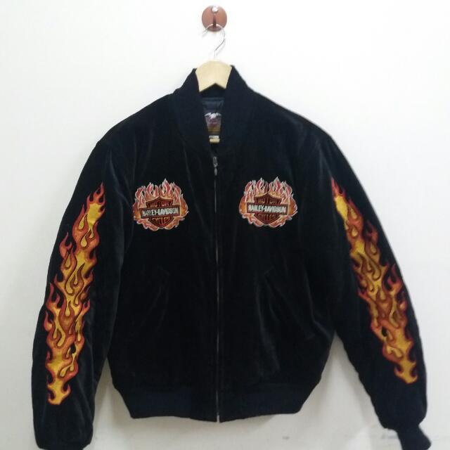 Harley Davidson Jacket / Sukajan Velvet, Men's Fashion, Tops