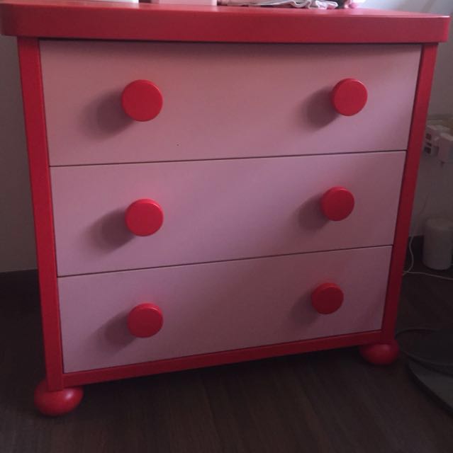 Ikea Mammut Chest Of Drawers In Red And Pink Furniture Shelves