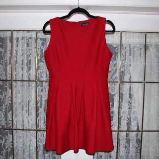 Red A-line Pleated Dress