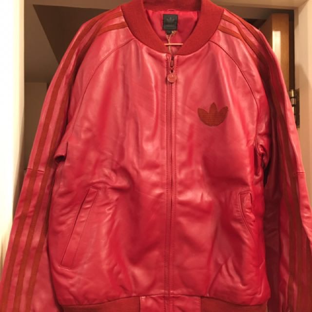 adidas red leather jacket