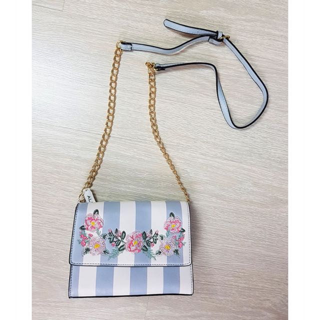 BEST DEAL ALDO STRIPED CROSSBODY BAG WITH FLORAL EMBROIDERY