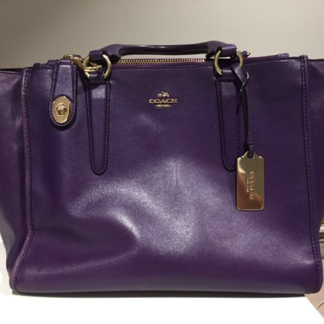 large purple coach purse