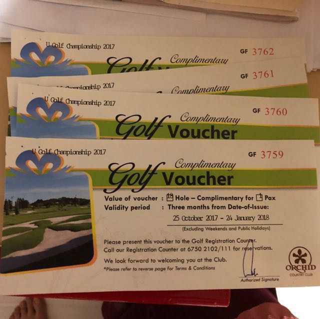 Golf Voucher For Orchid Country Club 4x 100 Tickets Vouchers Vouchers On Carousell