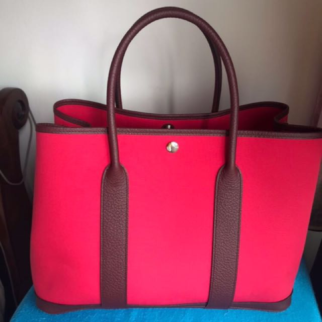 Hermès Garden Party 36 Rose Extreme/ Bordeaux Canvas – Coco Approved Studio