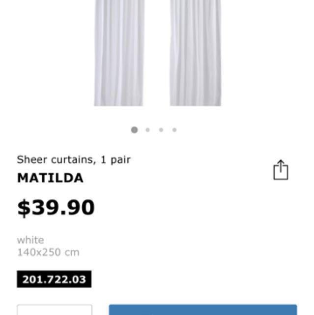 Ikea Matilda Sheer White Curtain 1pc Furniture Home Decor On