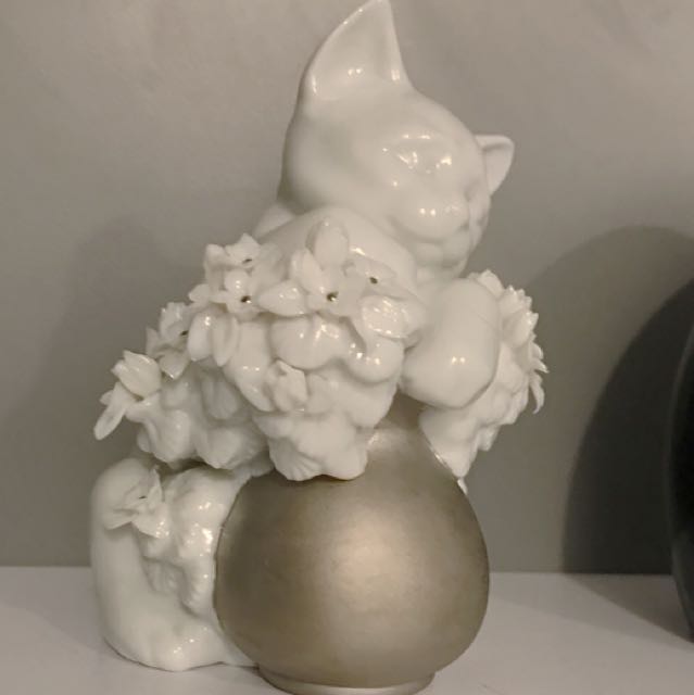 Lladro New Classic Cat Flowers Pot Furniture Home Decor On