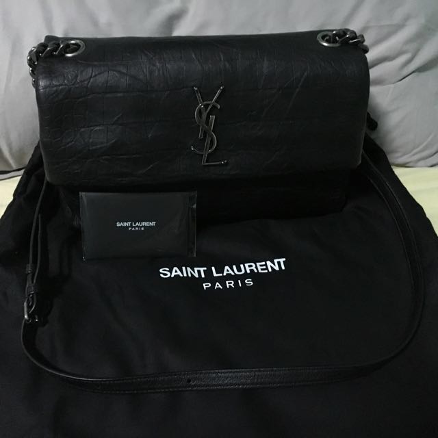 Ysl medium West Hollywood in black crocodile embossed leather Luxury Bags Wallets on Carousell