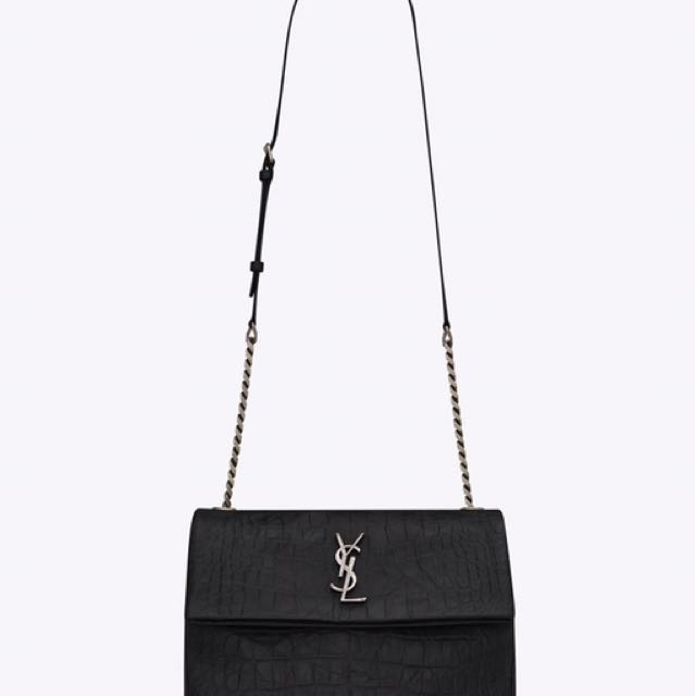 Medium west hollywood bag in black crocodile embossed leather clearance