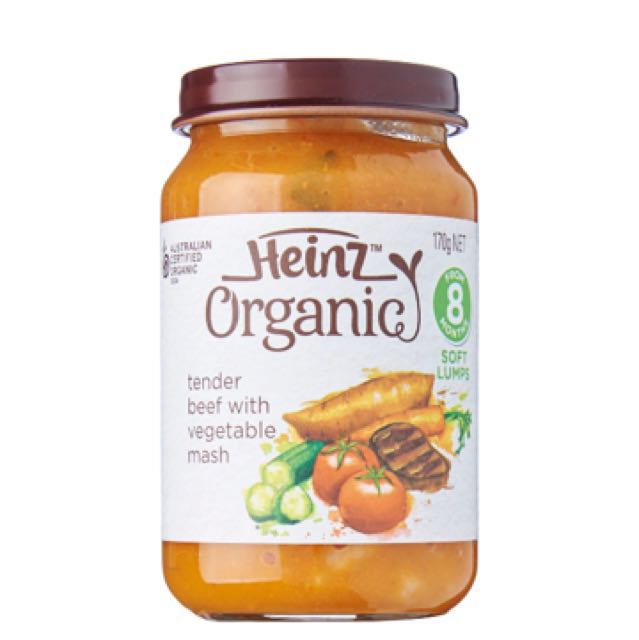 Heinz baby food jar good for travel Organic tender beef with vegetable mash from 8 months
