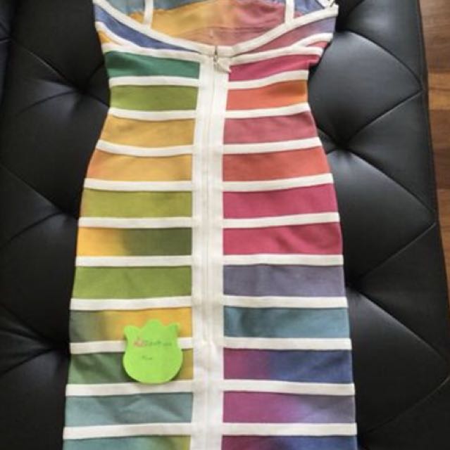 Herve Leger Rainbow Bandage Dress Luxury Apparel on Carousell