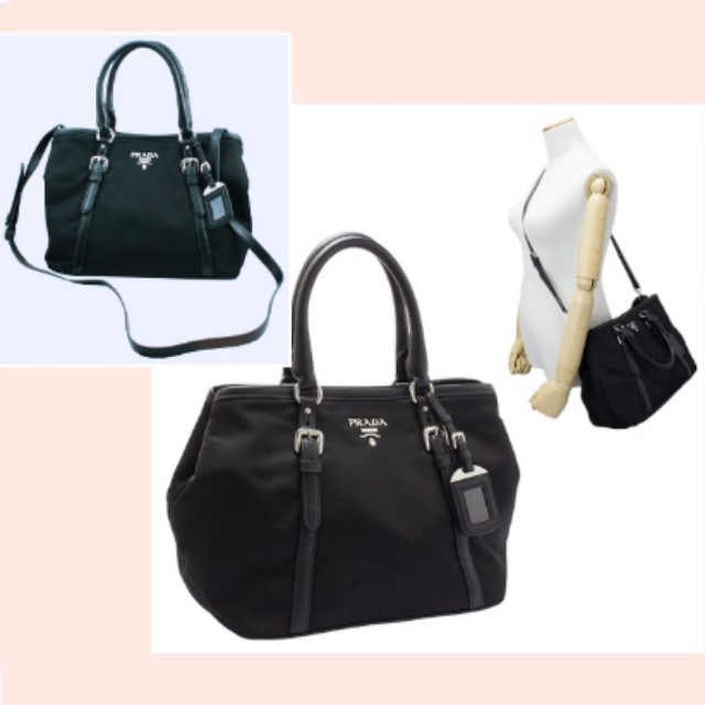 Prada BN1841 Tessuto Nylon Convertible Tote Bag Authentic [Black], Luxury, Bags & Wallets, Sling ...