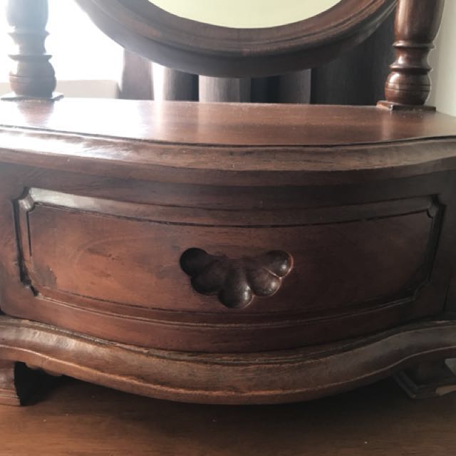 Antique Table Top Makeup Mirror Solid Wood Rare Furniture Antique Table Top Makeup Mirror Solid