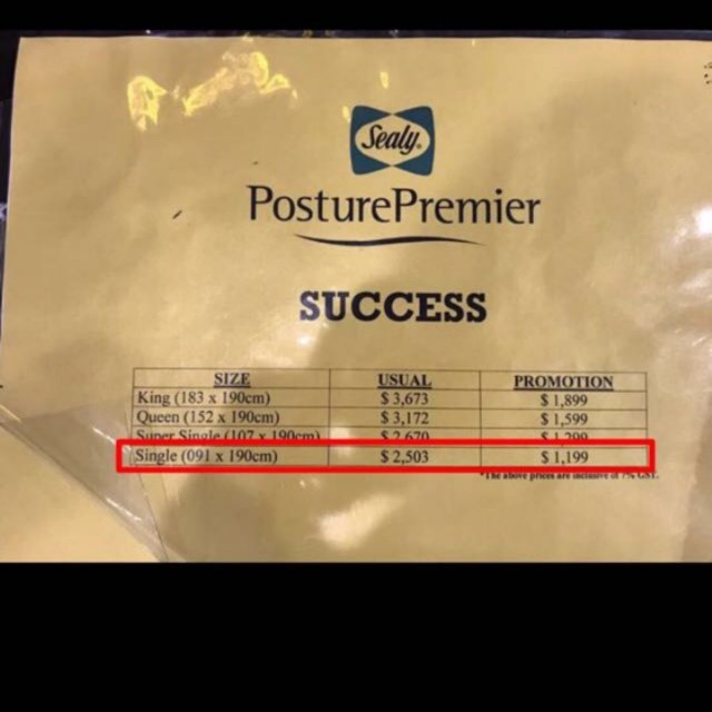 Bn Sealy Singapore Success Single Mattress Furniture Beds Mattresses On Carousell