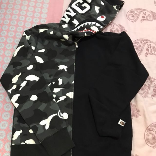 City camo half shark full zip hoodie hotsell
