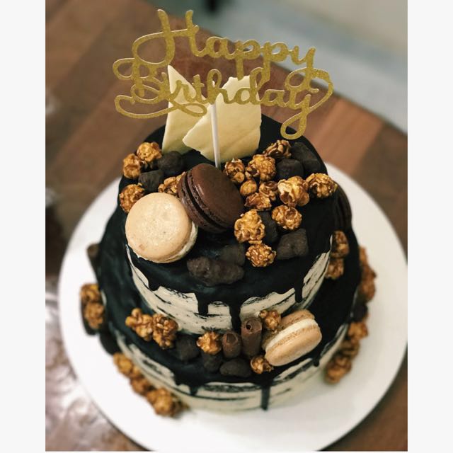 Customised Two Tier Cake Tags Cake Frosting Vanilla Chocolate Dessert Table Happy Birthday Cupcake Party Drip Cake Ganache Celebration 21st Swiss Meringue Macaroon Food Drinks Baked Goods On Carousell