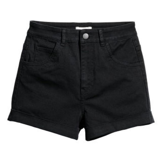 h&m black high waisted shorts
