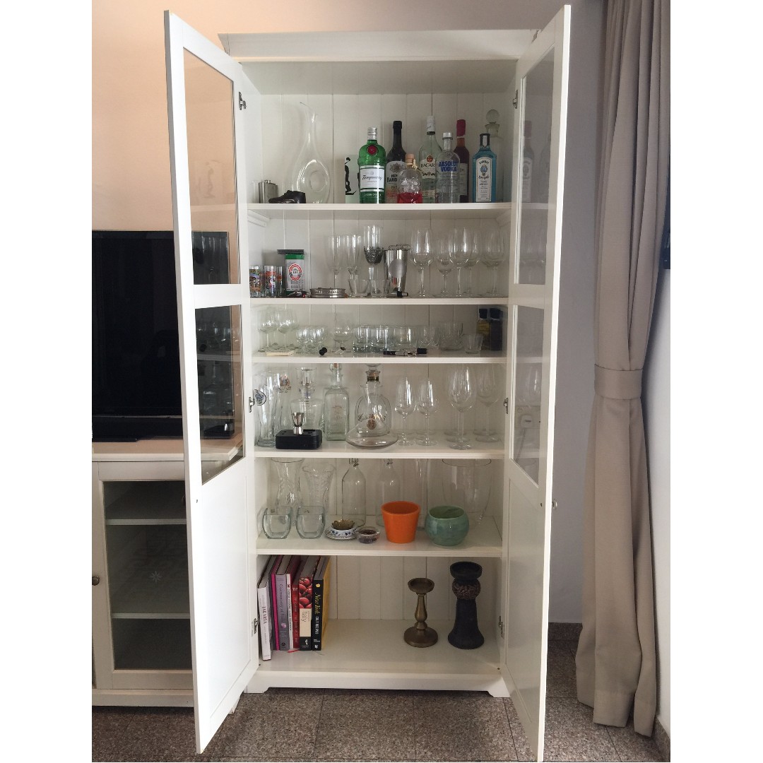 Ikea Liatorp Bookshelf And Display Cabinet With Glass Doors