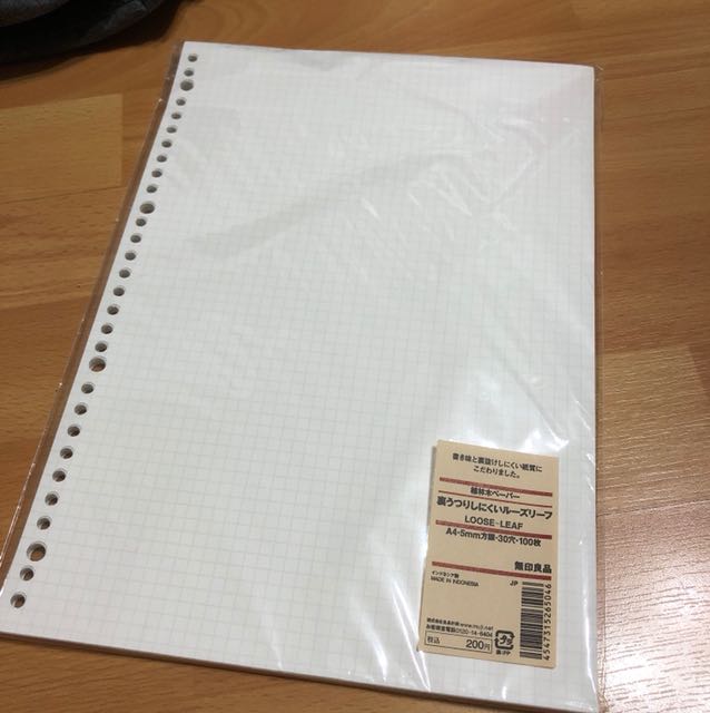 muji loose leaf grid paper books stationery stationery on carousell