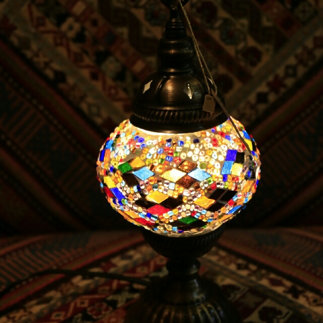 Multicolour Turkish Mosaic Glass Lamp Furniture Home Decor On Photo