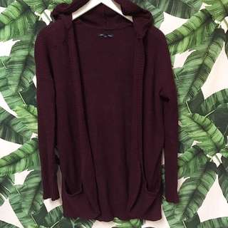 American Eagle Burgundy Knit Cardigan
