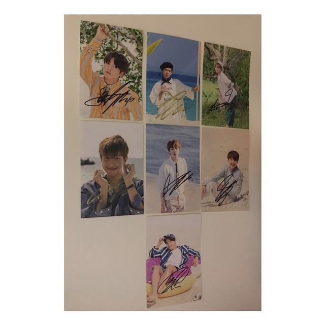 bts 防弹少年团 全员亲笔签名 7张 1set