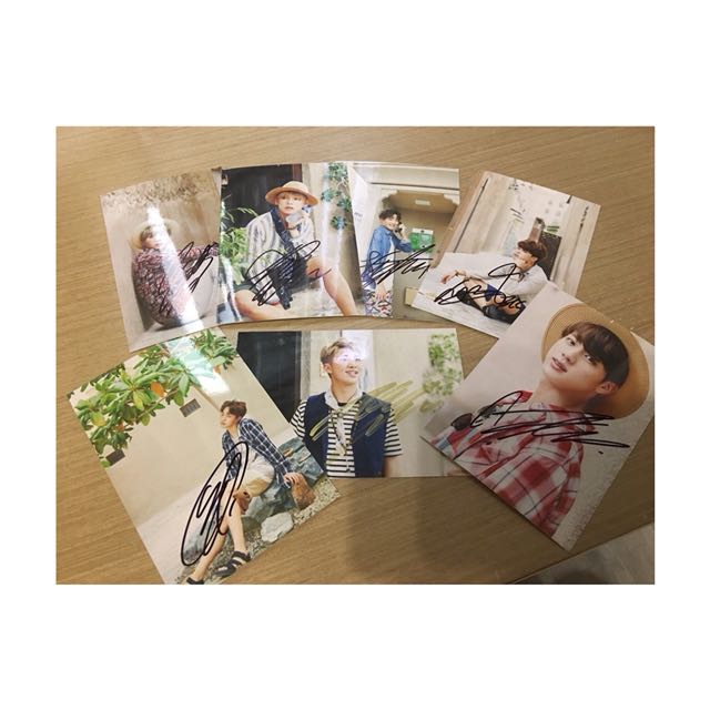 bts 防弹少年团 全员 亲笔签名照 1set