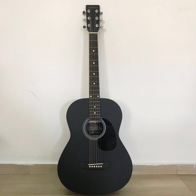 Matte black acoustic guitar sale