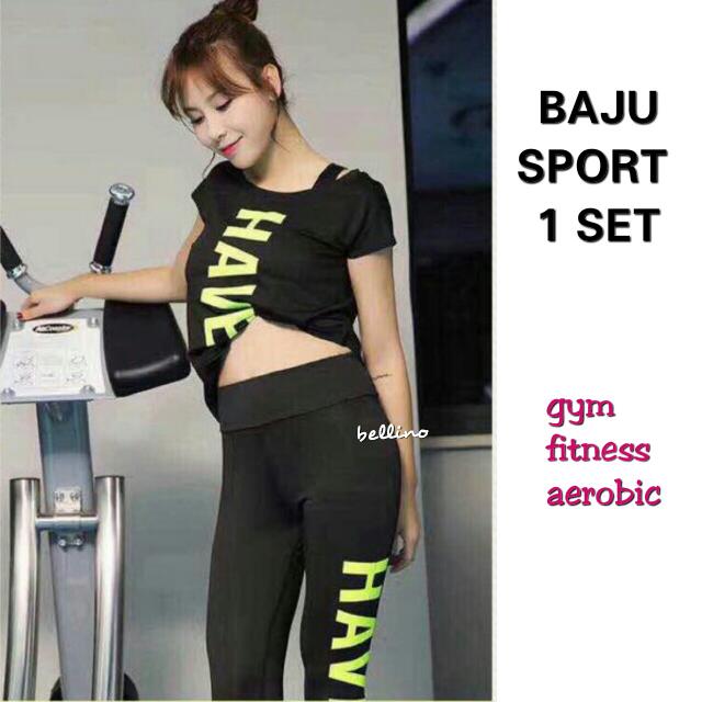 Setelan Baju Olah Raga Wanita Baju Sport Baju Gym Baju Senam Baju Fitness Legging Sport Olah Raga Baju Olahraga Di Carousell