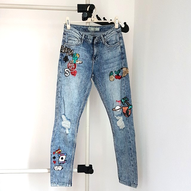 Topshop Patch Ripped Boyfriend Jeans 