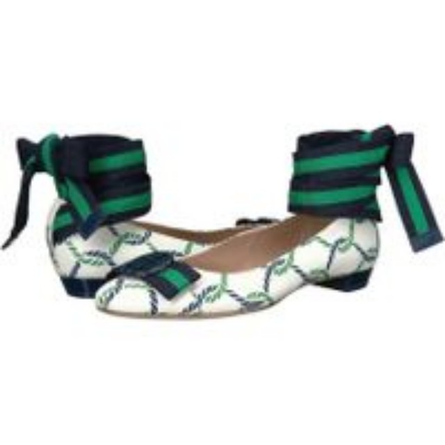 TORY BURCH MARITIME ANKLE WRAP BALLET FLAT