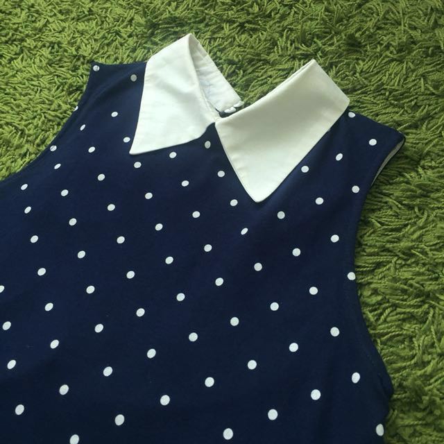 zara blue polka dot top