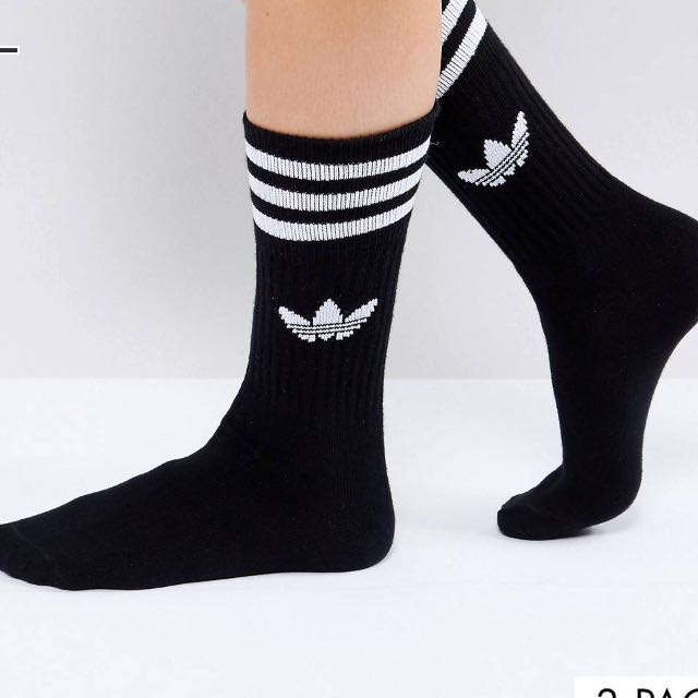 Adidas Original Solid Black Crew Socks 