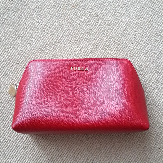 Furla Red Leather Makeup Pouch Bag Luxury Bags Wallets On Carousell