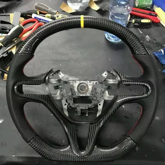 Honda Civic FD Carbon fibre steering wheel, Car Accessories on Carousell