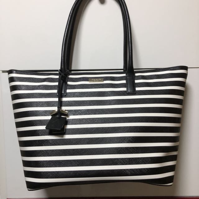 kate spade black and white striped purse