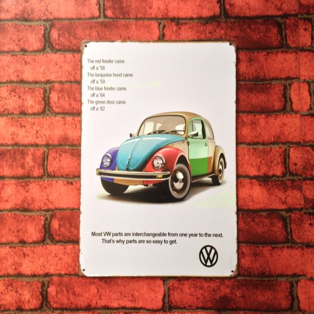 VW volkswagen tin sign, Furniture & Home Living, Home Decor, Clocks on