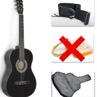 38” black Pyle Pro beginners acoustic guitar. Nylon string ( guitar, gig bag, strap, pick)