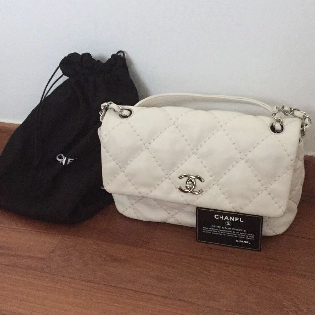 Chanel Dark White Quilted Calfskin Leather Love Me Tender Flap Bag