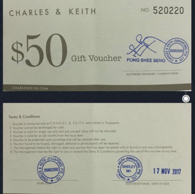 Charles & Keith gift voucher, Tickets & Vouchers, Vouchers on ...