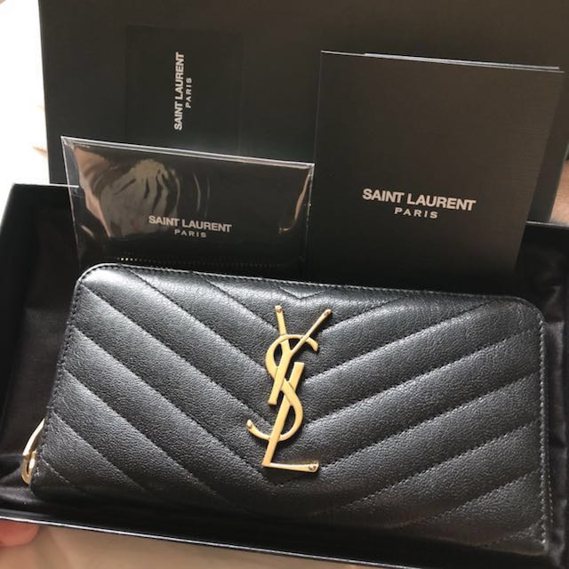 Authentic YSL Zipper Around Wallet, Luxury, Bags & Wallets on Carousell