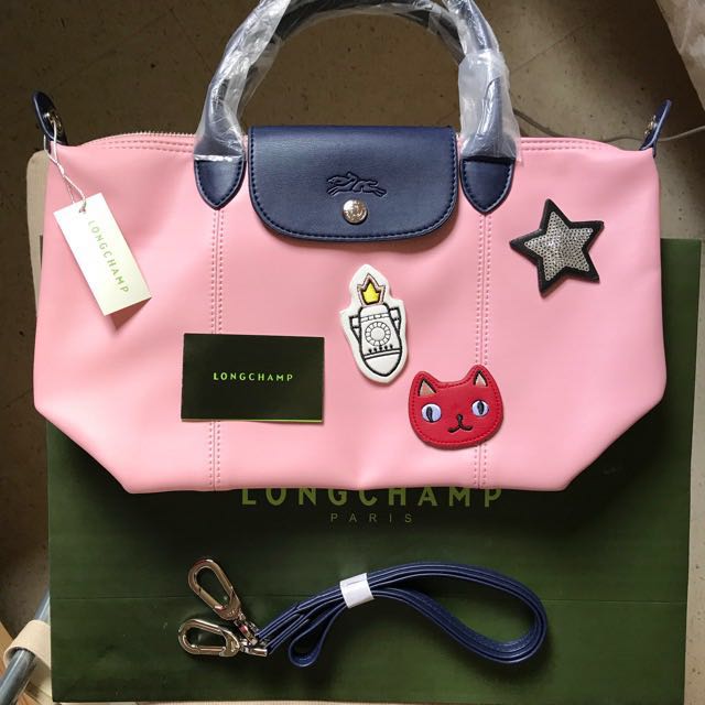 Longchamp leather bag with patches 