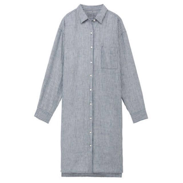 MUJI French Linen Stripe Shirt Dress, Women's Fashion, Muslimah Fashion, Dresses on Carousell