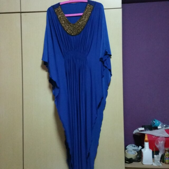 Royal blue plus size kaftan dress Women s Fashion Muslimah